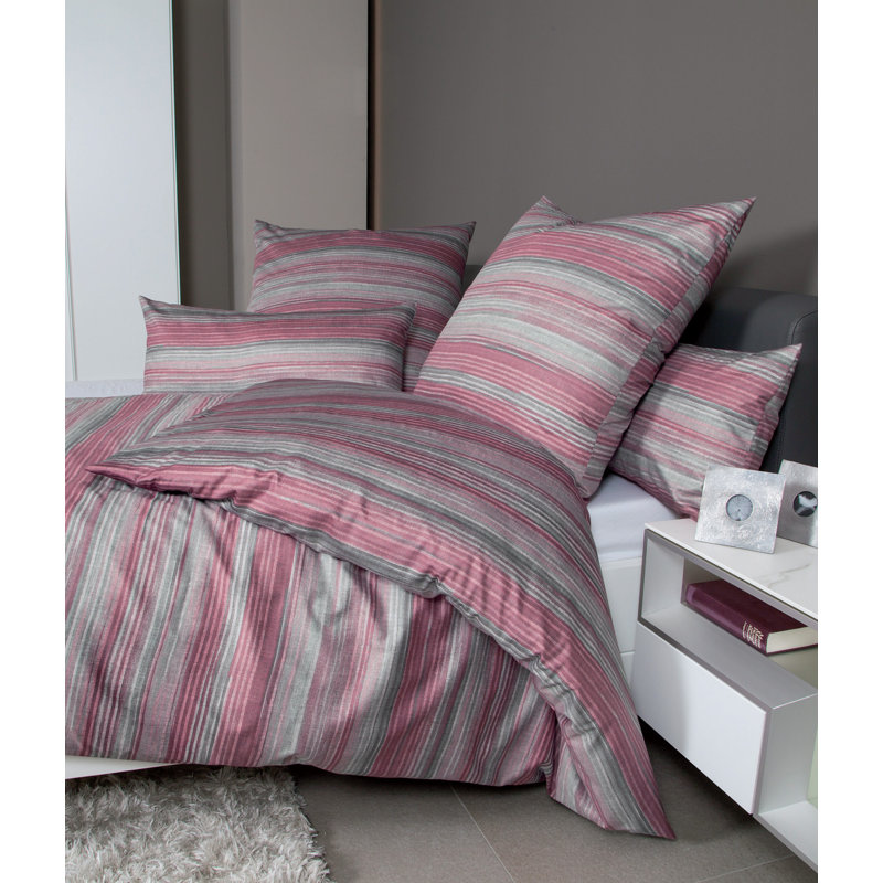 Janine Messina Cotton Striped Duvet Cover Set with Pillowcases, 155 x 200cm Duvet Cover + 1 Standard Pillowcase