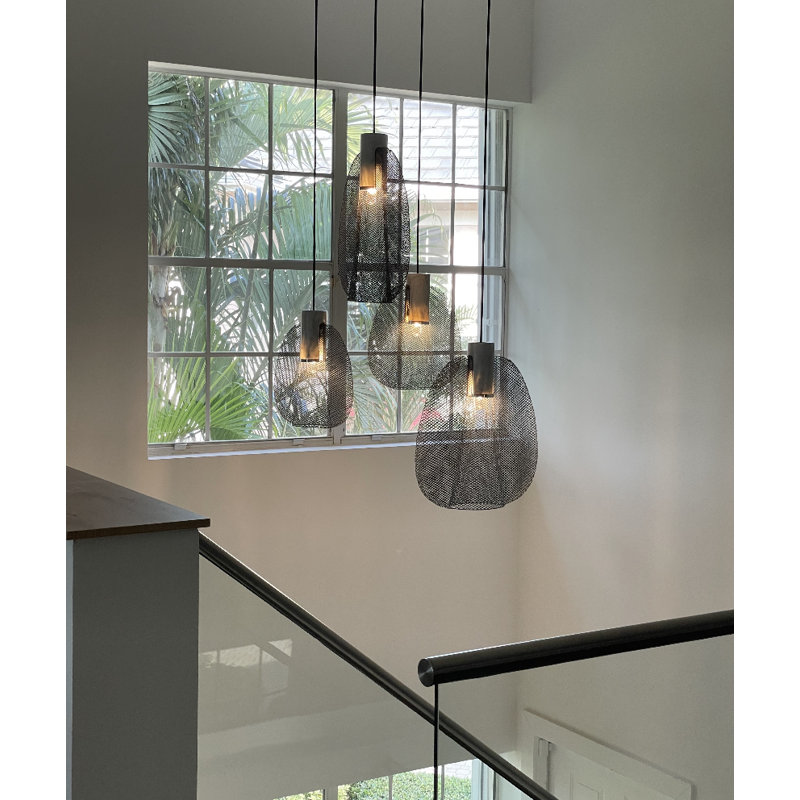 Gray Geometric Iron Single Pendant Light