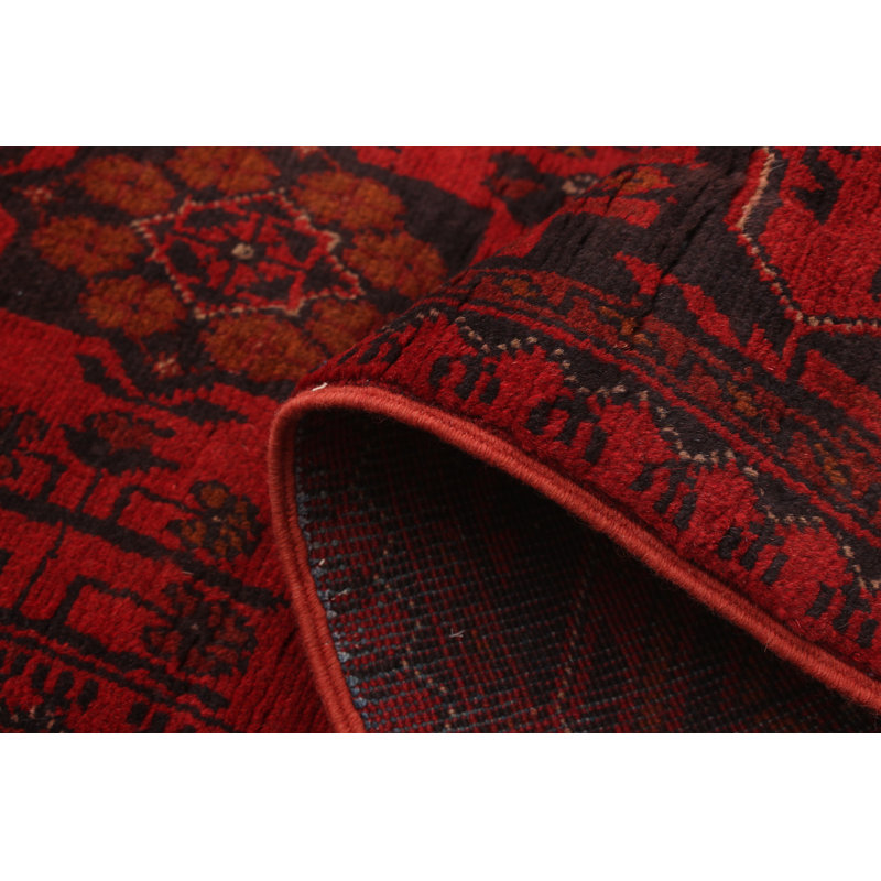 Tapis de zone en laine rouge 4 pi 10 po x 6 pi 5 po à main one-of-kind-noué la 2010s esari Allaina
