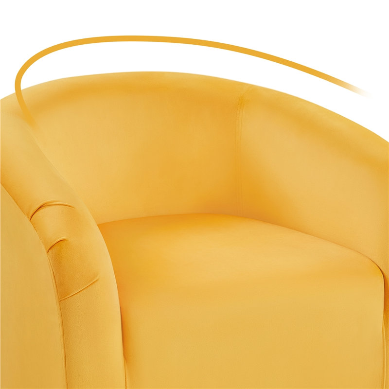 Fauteuil tonneau rembourré, fauteuil d'appoint avec accoudoirs ergonomiques enveloppants, Jaune