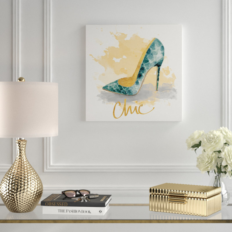 «Chic Shoes», reproduction de peinture à l'aquarelle, H 18 po x l 18 po x P 1 po, Toile tendue