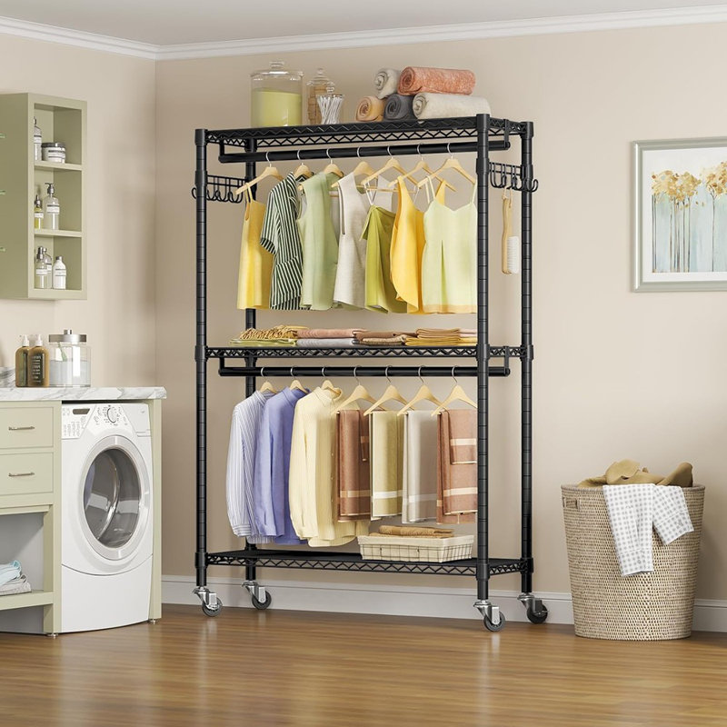 Plus Heavy Duty Rolling Garment Rack 3 Tiers Adjustable...
