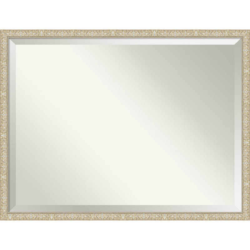 Lila Beveled Wood Framed Wall Mirror, Silver, 32.5" x 42.5"