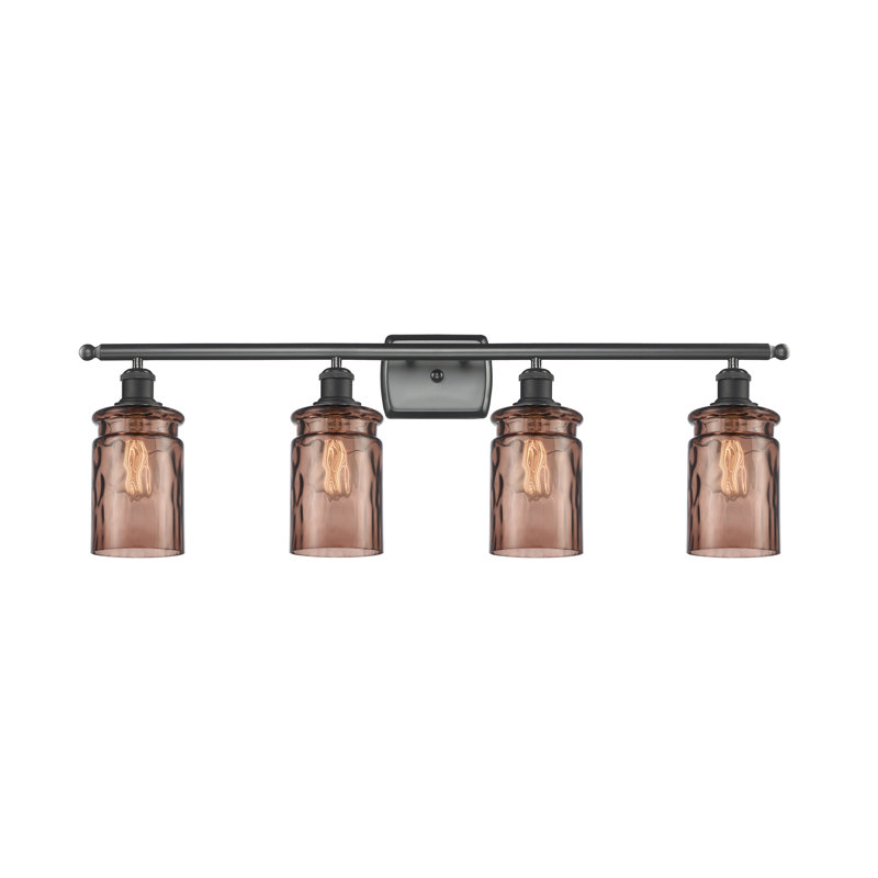 Éclairage de salle de bain à intensité variable 4 lumières Binkley, Ampoule incandescente rétro de 60 watts, Verre limpide