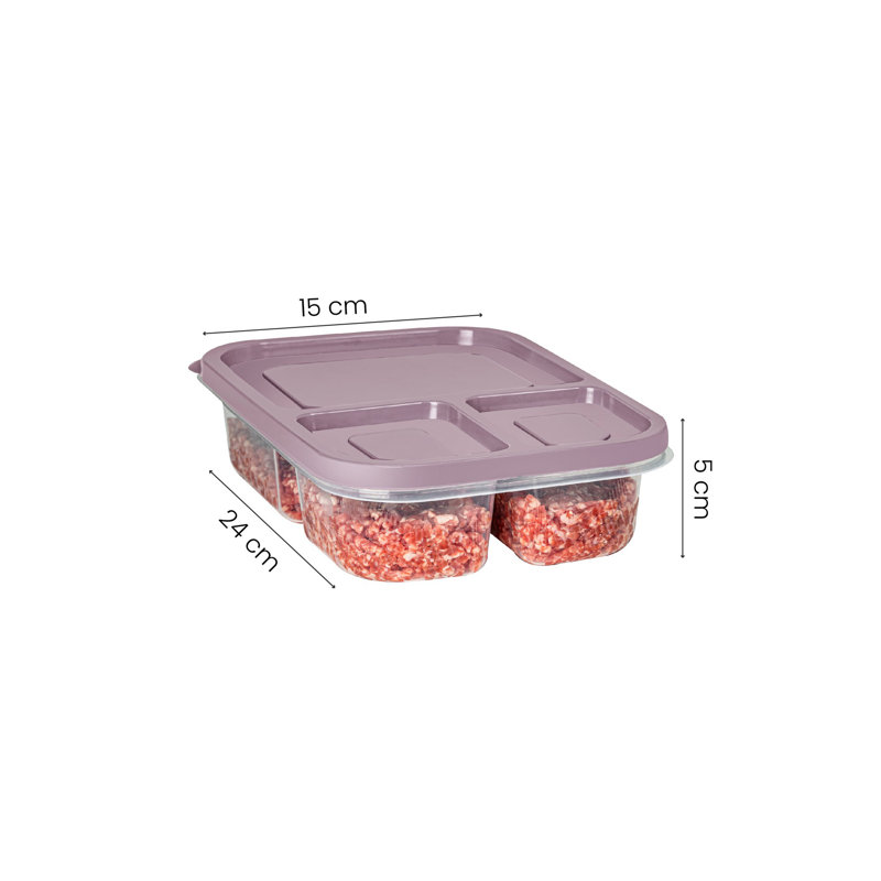 Durable Plastic Storage Box Set (4 Pieces), Pink, 5.9 x 9.4 x 2.0 inches | 100% BPA-Free, Dishwasher Safe | Ideal for Organizing Home, Office, and Kitchen | Stylish and Functional Storage Solution