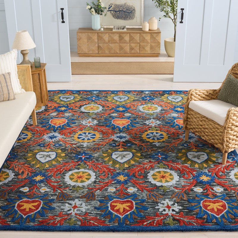 Tapis floral en laine Shanise, Rectangle 8 pi x 10 pi