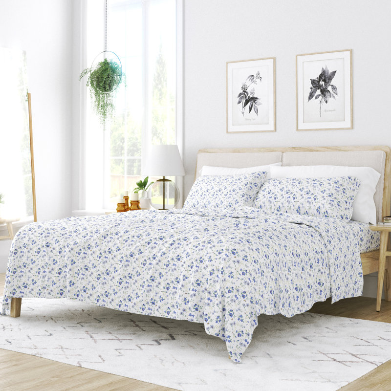 Becky Cameron Microfiber Floral Sheet Set, Queen