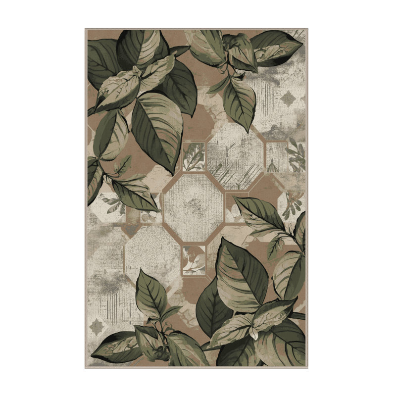 Tapis géométrique brun / beige lavable à la machine Ottwell, 7 x 10