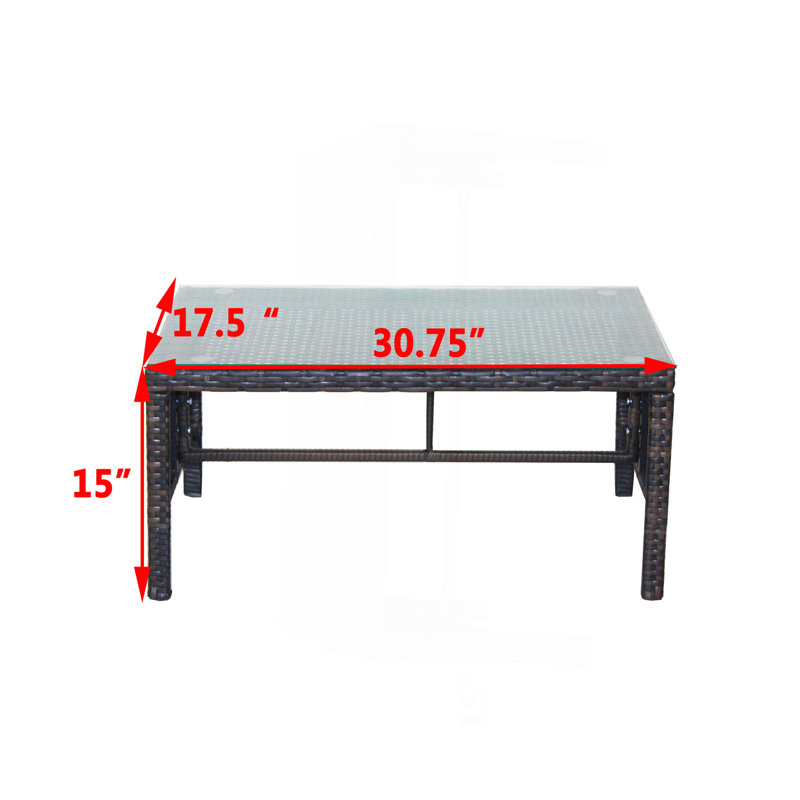 Table basse d'extérieur 1 table basse avec verre trempé transparent