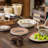 Aztec Bear Print Lodge Western Style Melamine Plastic 4 Piece Salad Plate Set