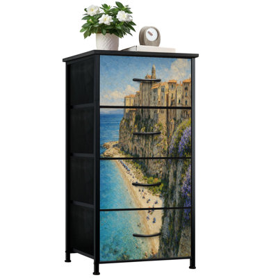 Commode pour chambre à coucher avec 4 tiroirs de rangement Tropea vue panoramique Calabria