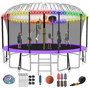Fiziti Trampoline Series 16' Round Backyard Trampoline With Safety Enclosure