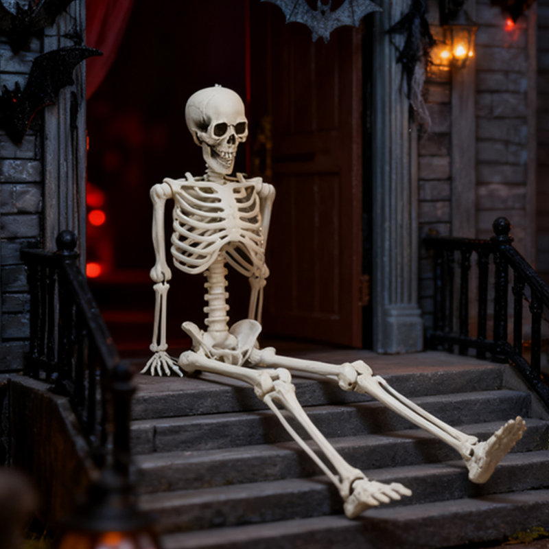 5,4 pi squelette de vie d'Halloween, squelette pleine grandeur pour les accessoires de jardin d'Halloween