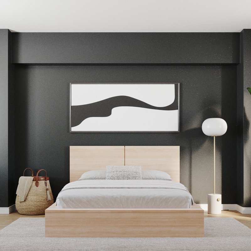 Guendolyn Platform Bed & Headboard, Natural Blonde Oak, Queen