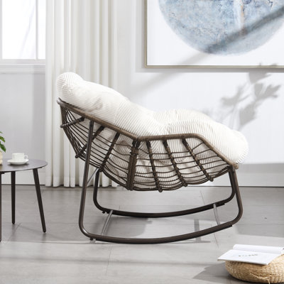 Fauteuil inclinable blanc à bascule, confortable pour la véranda, le jardin, le fauteuil d'extérieur blanc, le patio