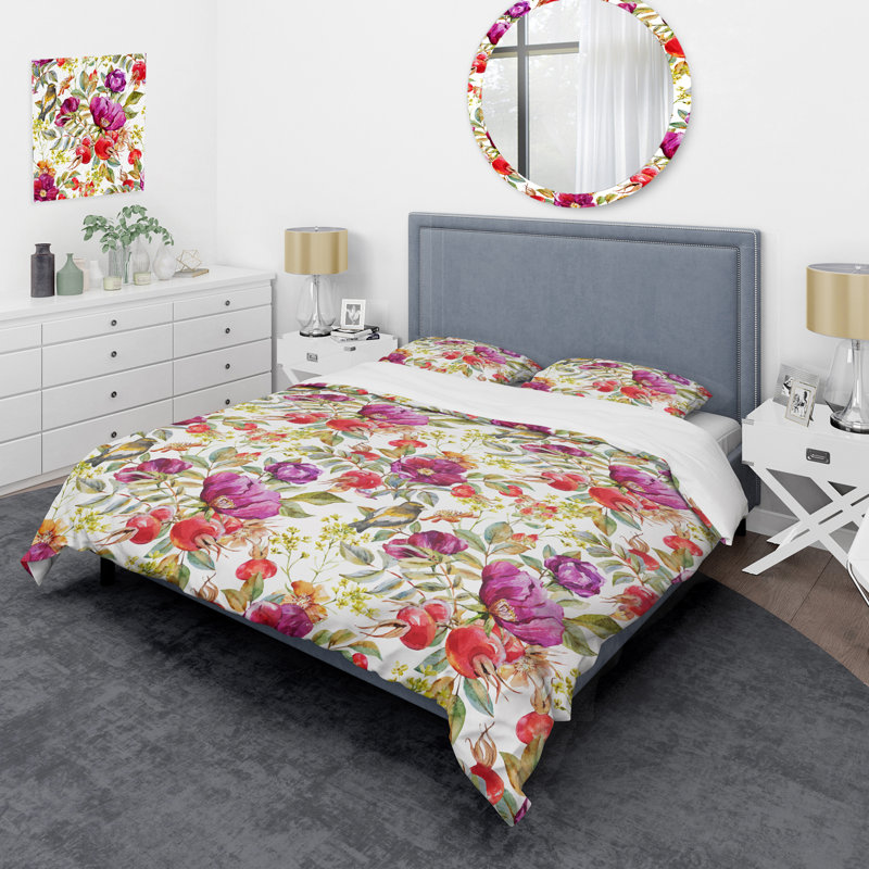 Mauve et rouge - Ensemble de housse de couette Cabin & Lodge, Housse de couette pour grand lit et 2 taies décor