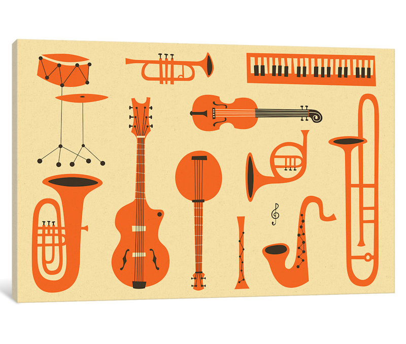 «Just Jazz I», impression sur toile, H 18 po x l 26 po x P 1,5 po, Toile avec cadre noir, Pas de tapis