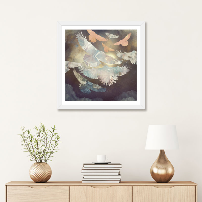 «Moonlight Flight» par Space Space Designs - reproduction d'art, Blanc, H 24 po x l 24 po x p 1 po, Papier encadré blanc