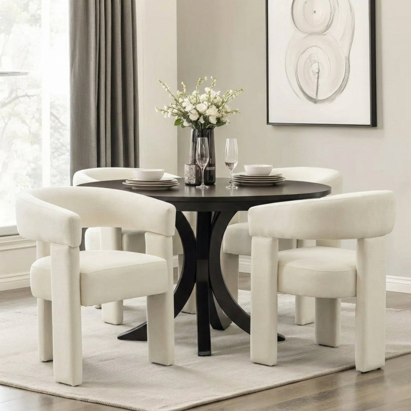Light-luxury Velvet Dining Chair, Beige
