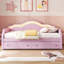 Lit de jour simple rembourré avec dossier à DEL et 2 tiroirs de rangement, plateforme en velours, aucun sommier requis, beige-895276975-895276969