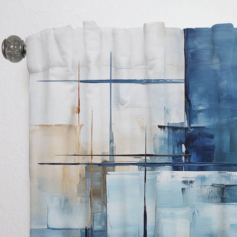 Gwennan Cerulean Cubism Shapes - Rideau moderne - Velours obscurcissant - 1 panneau, L 52 po x L 84 po