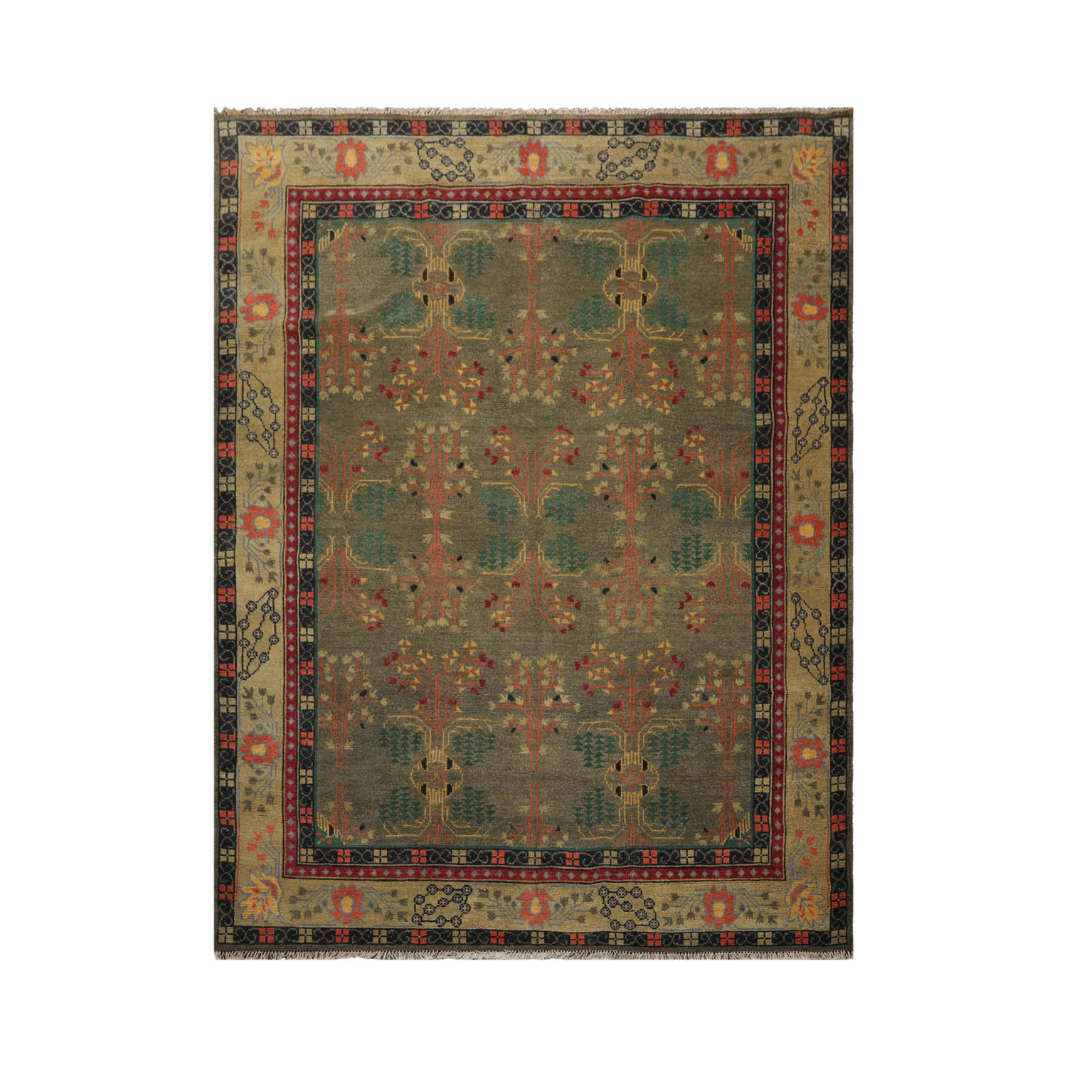 Oriental Rug of Houston 9x12 Olive Green LoomBloom Hand Knotted Donegal