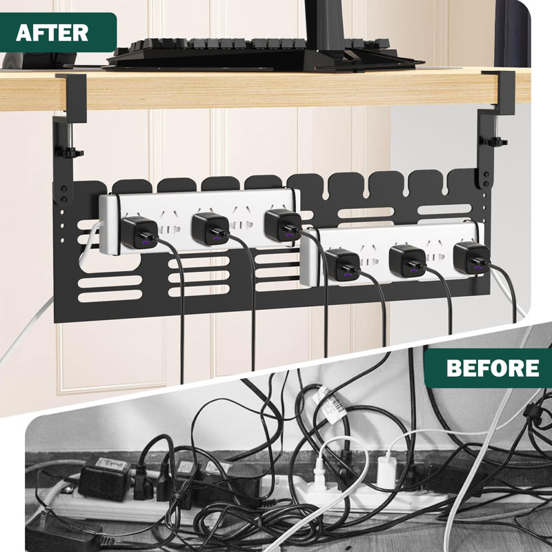 Ensemble de gestion de câbles sous-bureau Clamp-On