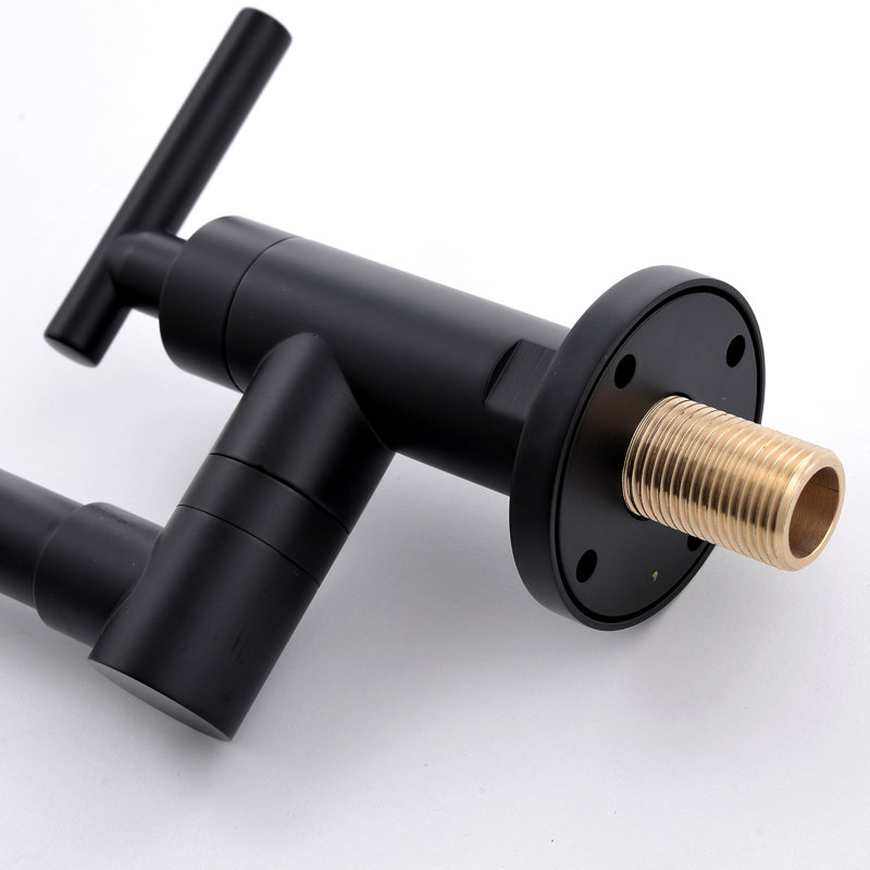 Kitchen Faucet - Brass Pot Filler, Wall Mount Commercial, Black With Stretchable Double Joint Arms Commercial Filler Mounted, Black, 360 Rotatable Swing