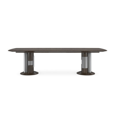La Moda 44 " Extendable Birch Square Solid Wood Top with Solid Wood and Stainless Steel Base Dining Table