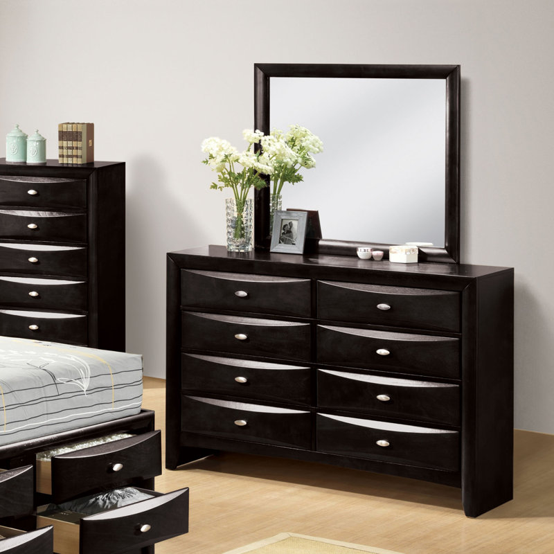 Commode 8 tiroirs avec miroir Urbanek, Noir