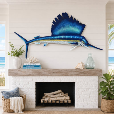 Painted Tin Swordfish Wall Sculpture