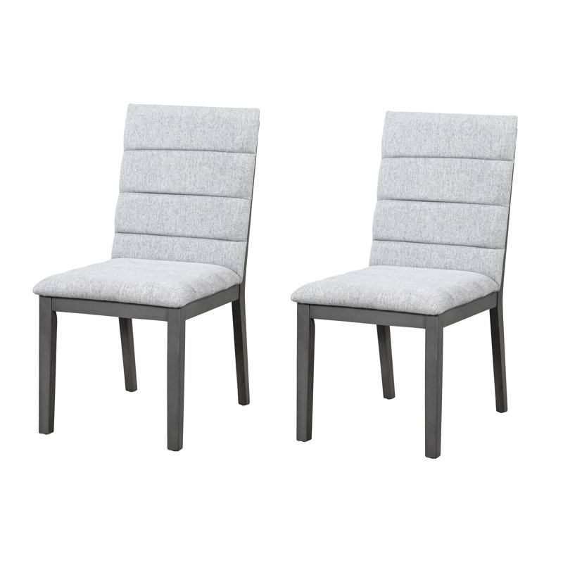 Chaises de salle à manger rembourrées en chêne à finition grise de 2 pièces pour les événements formels et les pièces modernes à assemblage rapide avec pieds fuselés en mousse haute densité