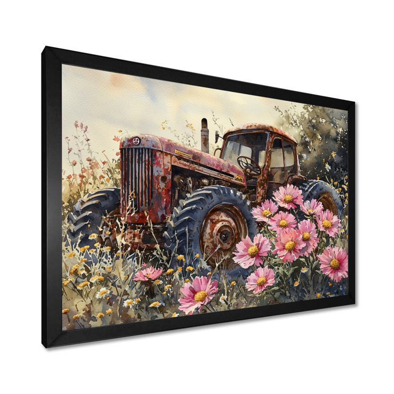Dubravka - Floral Large Wall Decor, Single Picture Framed Print, 30" H x 40" W, Black
