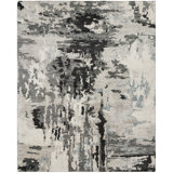 Buckholts Hand Knotted Wool Abstract Area Rug in Gray