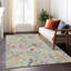 Tapis rose / gris / vert en polyester tissé à la machine Malave-818814255