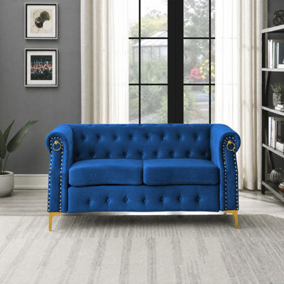  64.1" Retro-Style Velvet Loveseat