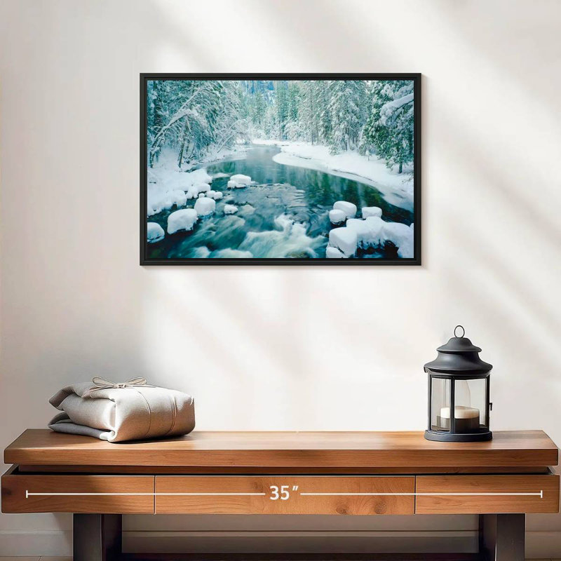 Hiver au pays des merveilles à Yosemite, 19 po x 13 po, Cadre flottant noir