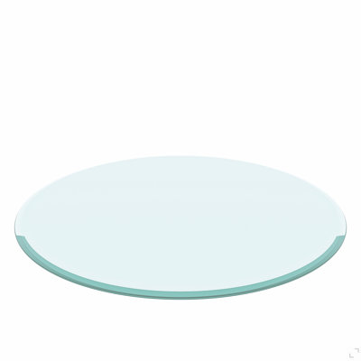 38,6 po. Plateau de table rond en verre trempé; verre transparent, bord biseauté et épais de 2/5 po.
