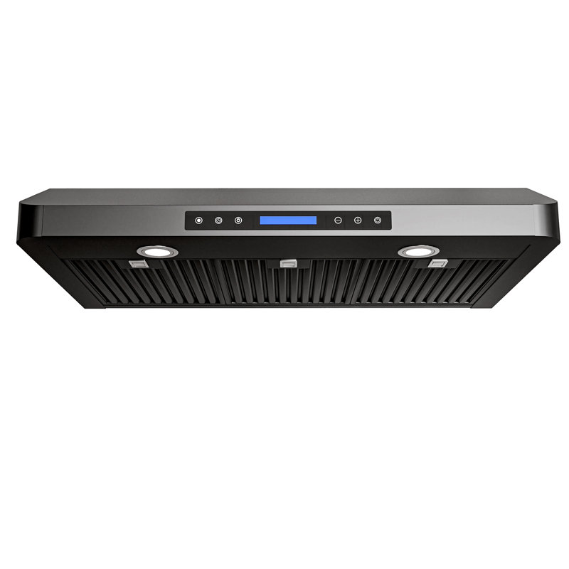Hotte sous un meuble à conduit 42 pouces avec télécommande à 4 vitesses en acier inoxydable noir et contrôle tactile avec lumières DEL
