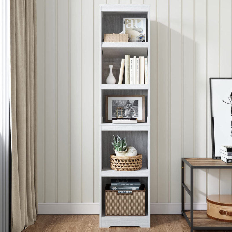 68 in Tall Bookcase, White Oak, (5 Shelves) 68.3" H x 15.6" W x 11.7" D