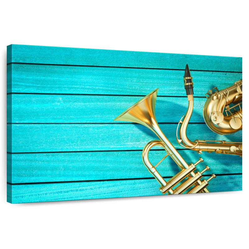 Abarca Saxophone And Trumpet, 8" H x 12" W