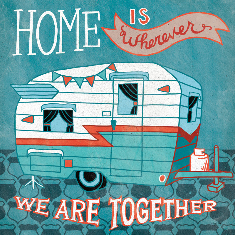 «Adventure Love Camper» par Mary Urban, art textuel sur toile tendue, H 30 po x l 30 po, Cadre simple noir, Non