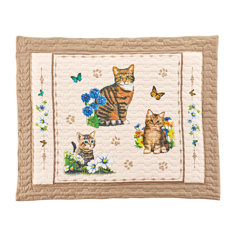 Cat Collage Beige and White Polyester Standard Sham