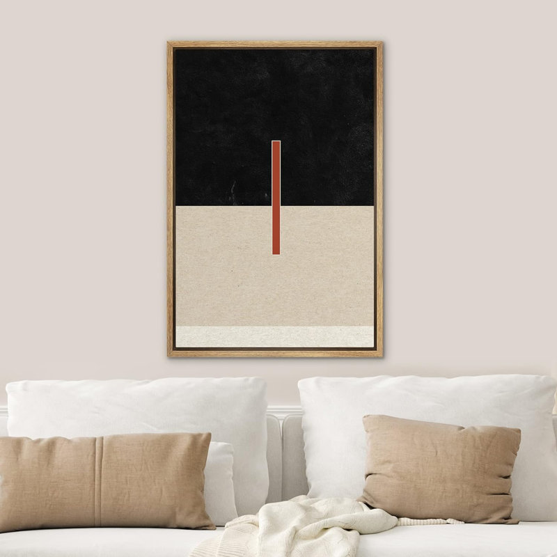 Motif géométrique art déco rouge et noir, formes abstraites, minimalisme, décoration murale nordique contemporaine sur toile
