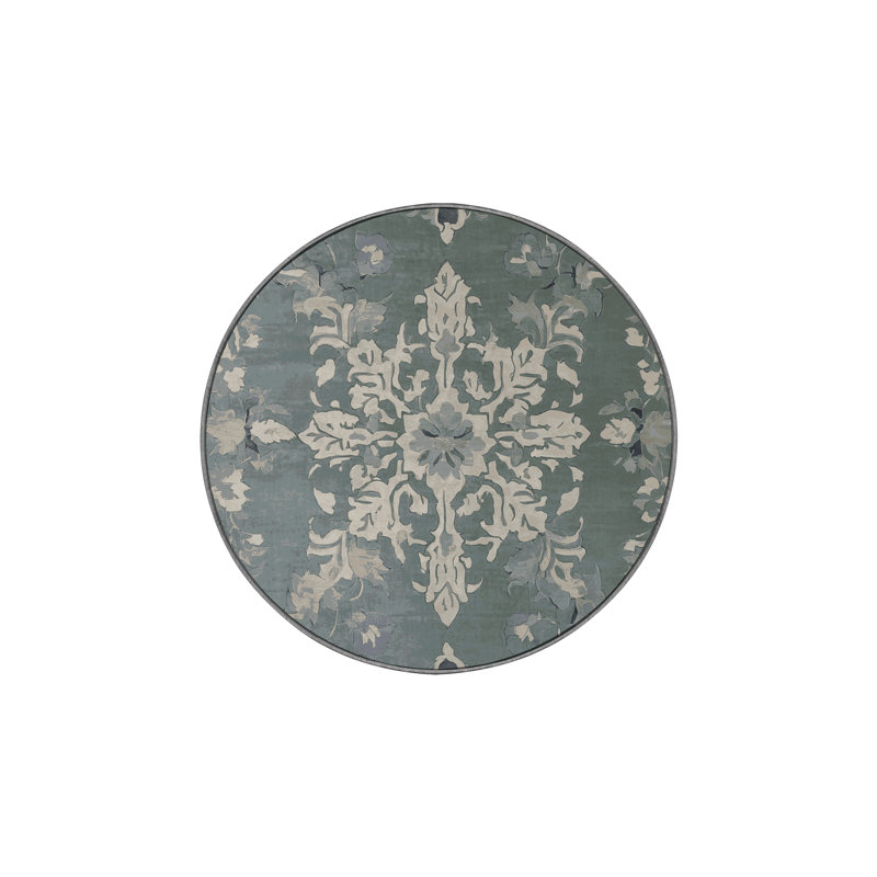 Machine Washable Gray Area Rug, Round 8'