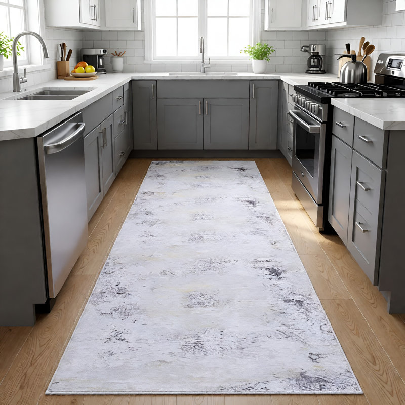 MAVAL Gold Washable Rug Doormat Rug, Runner 2'6" x 10'