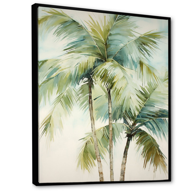 «Dreyfuss Green Minimalims Palm Trees I», reproduction d'art sur toile, palmiers, H 40 po x l 30 po x P 1,5 po