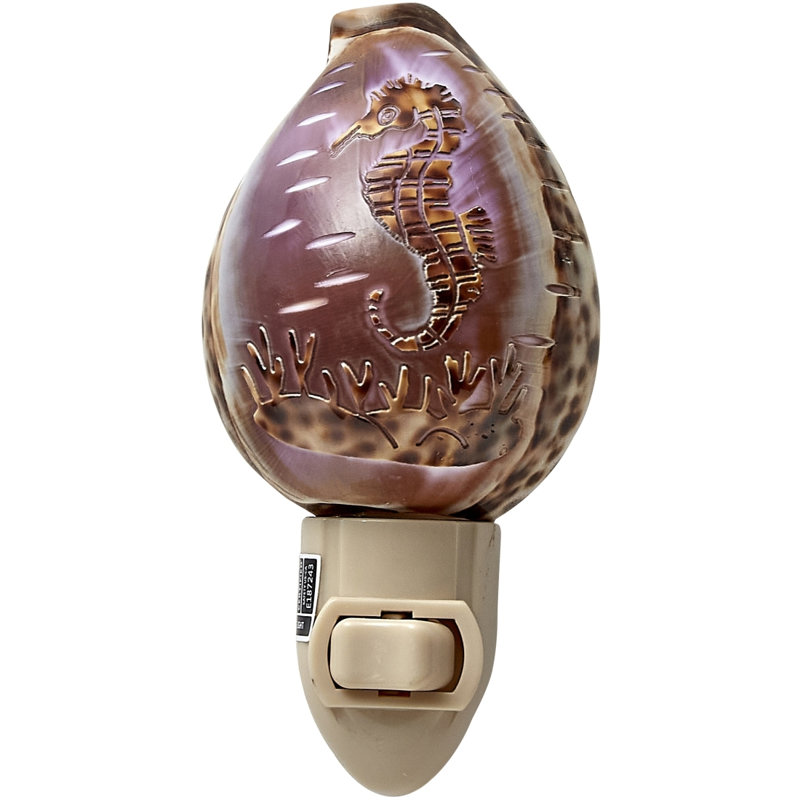 Veilleuse sculptée à motif d'hippocampes Cowrie