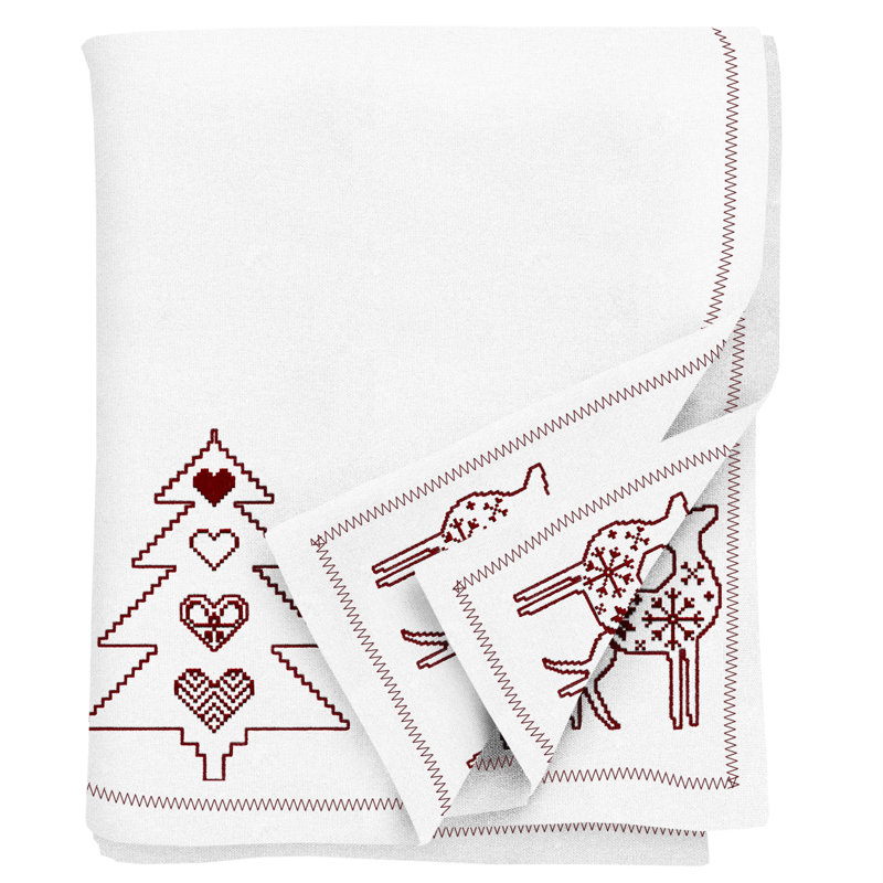 Borman Cotton Tablecoth, White/Red