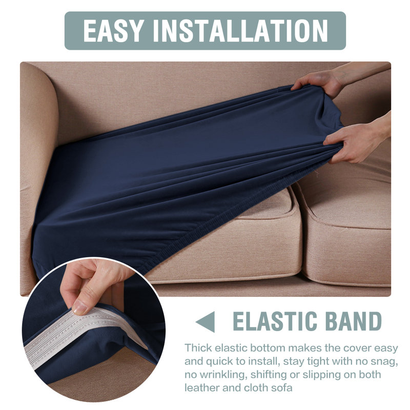 Housse en velours moelleux pour coussin de boîte en tissu lavable à la machine, 9,5 po x 141 po x 39 po, Velours bleu marine